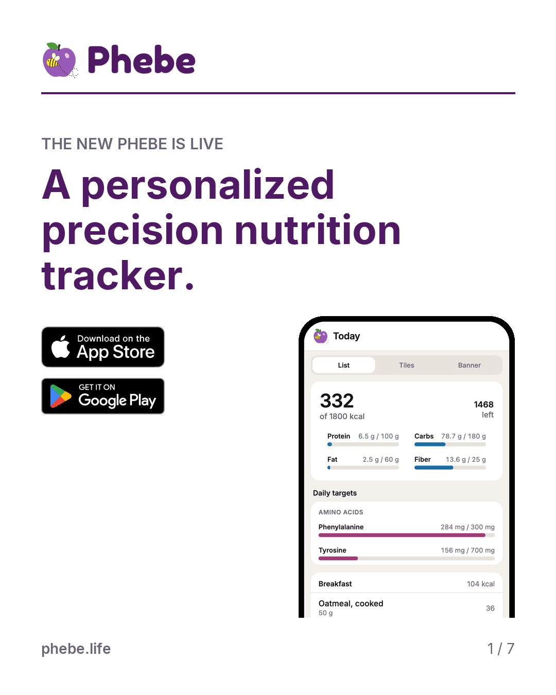 The new Phebe is live. A personalized precision nutrition tracker.
