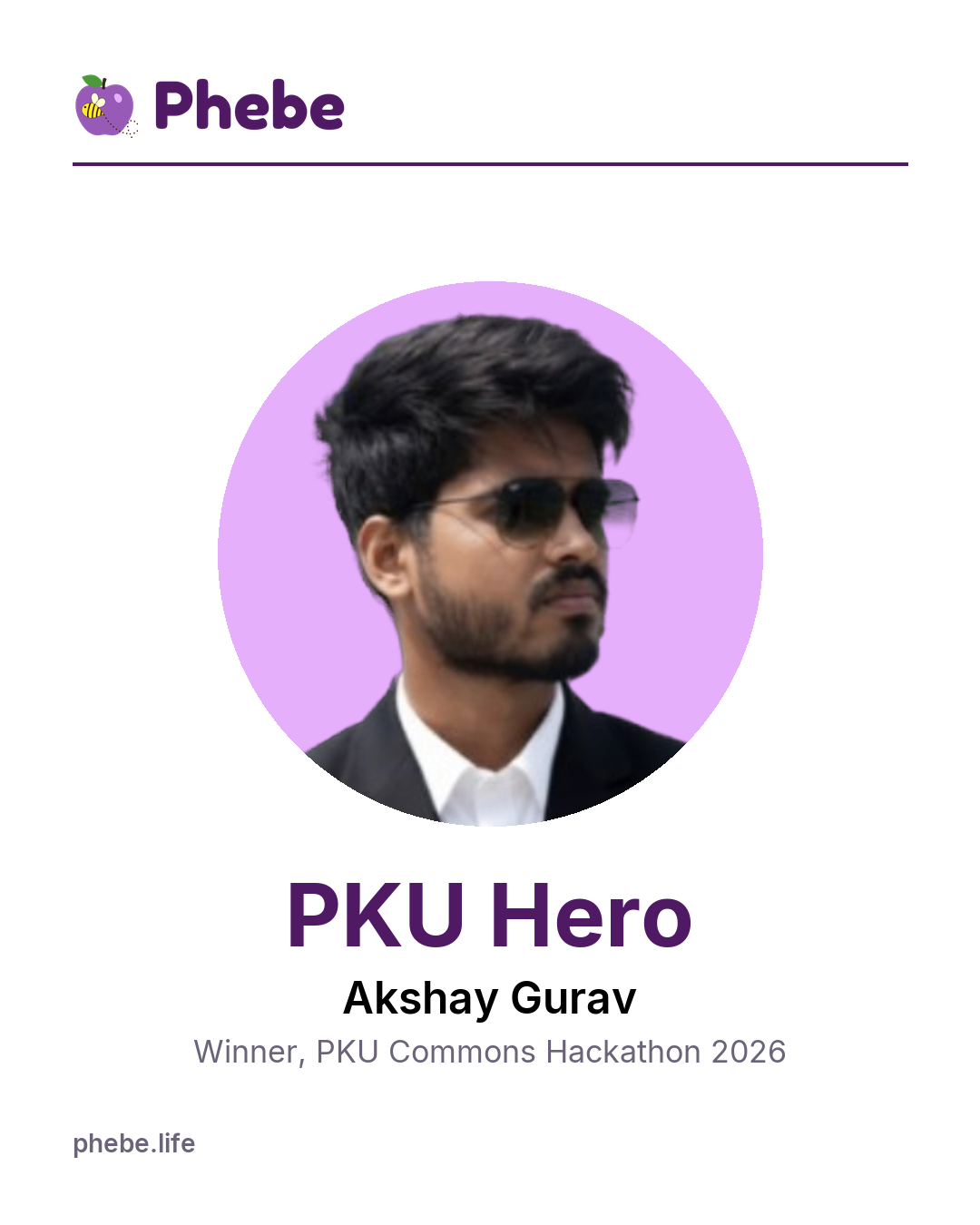 PKU Hero Akshay Gurav, winner of the PKU Commons Hackathon